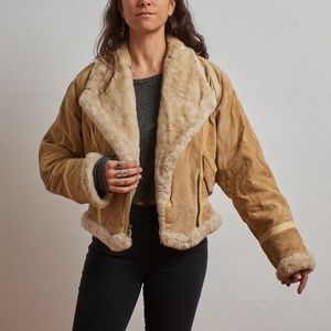 WILSONS 80's Leather and Faux Fur Bomber Jacket